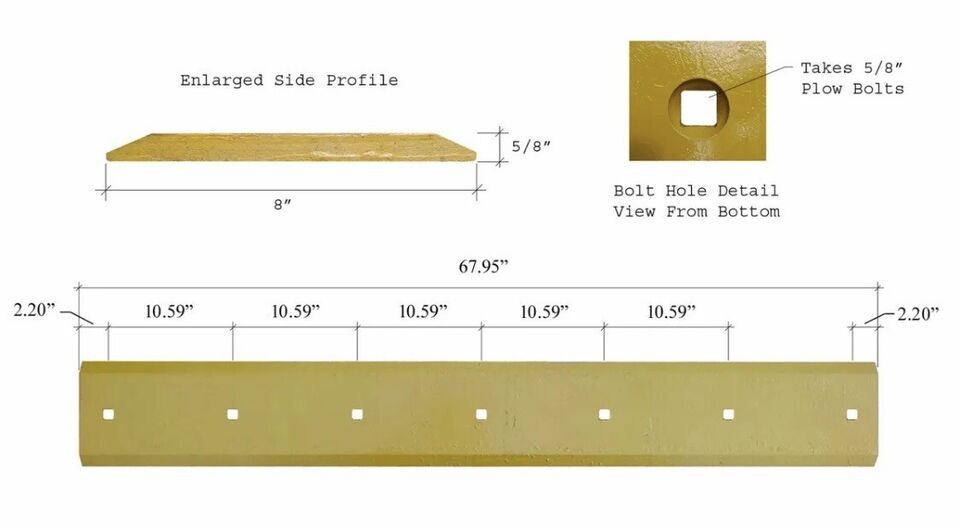 6718006 Bobcat 68” Cutting Edge Double Bevel with 7 Bolt Holes